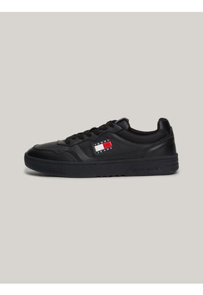 Tenis Negro De Cuero Color Block Tommy Hilfiger
