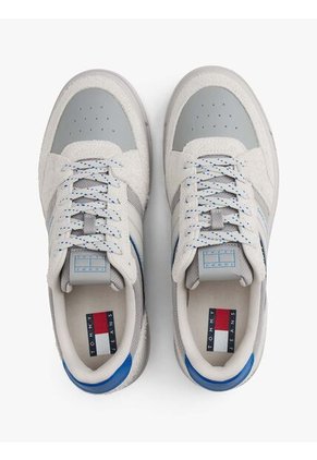 Tenis Gris De Ante Con Mezcla De Texturas Tommy Hilfiger