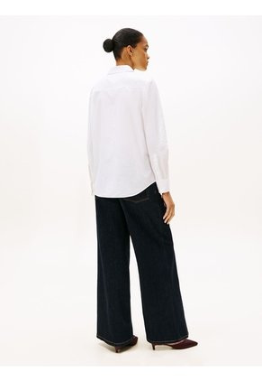 Camisa Blanca A Rayas De Corte Regular Tommy Hilfiger