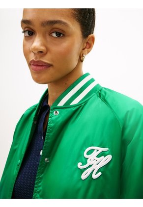 Chaqueta Verde Bomber Que Repele El Agua Con Logo Tommy Hilfiger