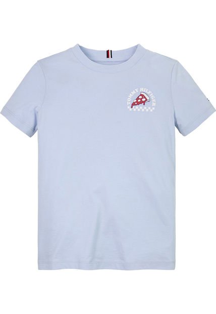 Camiseta Celeste Con Logo Gráfico Para Niño Tommy Hilfiger