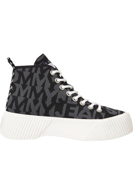 Tenis Altas De Punto Con Logos Mujer Negro Tommy Hilfiger