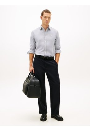 Camisa Azul De Corte Regular En Tejido Dobby Tommy Hilfiger