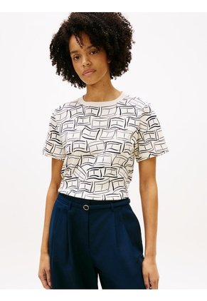 Camiseta Blanca Amplia De Punto Interlock Tommy Hilfiger