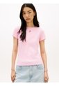 Camiseta Rosa De Punto Con Logo Texturizado Tommy Hilfiger de Tommy Hilfiger