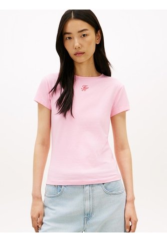 Camiseta Rosa De Punto Con Logo Texturizado Tommy Hilfiger Tommy Hilfiger