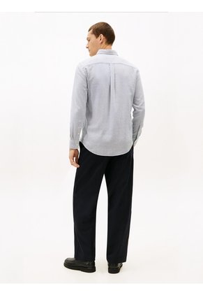 Camisa Azul De Corte Regular En Tejido Dobby Tommy Hilfiger