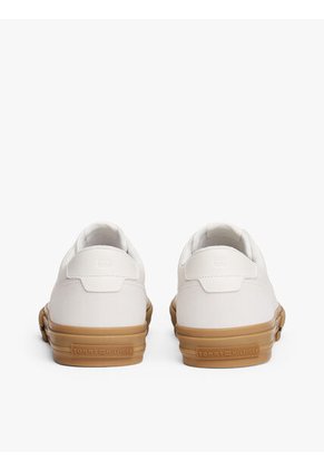 Tenis Blanco De Cuero Con Mezcla De Texturas Tommy Hilfiger