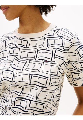 Camiseta Blanca Amplia De Punto Interlock Tommy Hilfiger