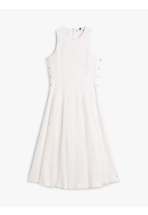 Vestido Blanco Midi Con Botones Dorados Tommy Hilfiger