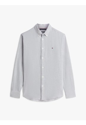 Camisa Azul De Corte Regular En Tejido Dobby Tommy Hilfiger