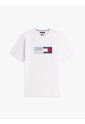Camiseta Blanca De Punto Con Cuello Redondo Tommy Hilfiger