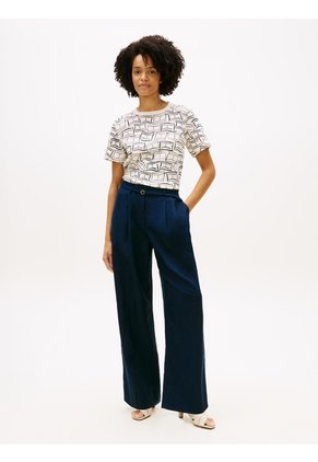 Camiseta Blanca Amplia De Punto Interlock Tommy Hilfiger