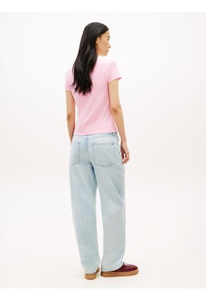 Camiseta Rosa De Punto Con Logo Texturizado Tommy Hilfiger