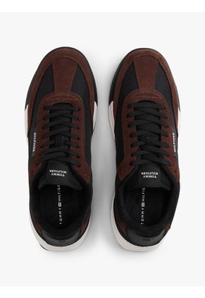 Tenis Negro Retro Dentadas En Mezcla De Ante Tommy Hilfiger