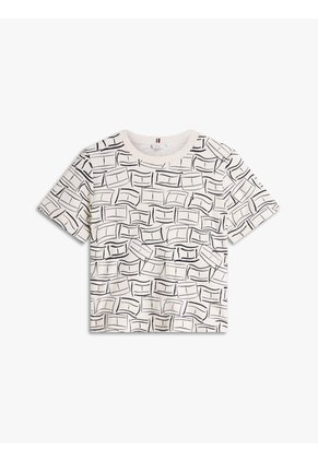 Camiseta Blanca Amplia De Punto Interlock Tommy Hilfiger