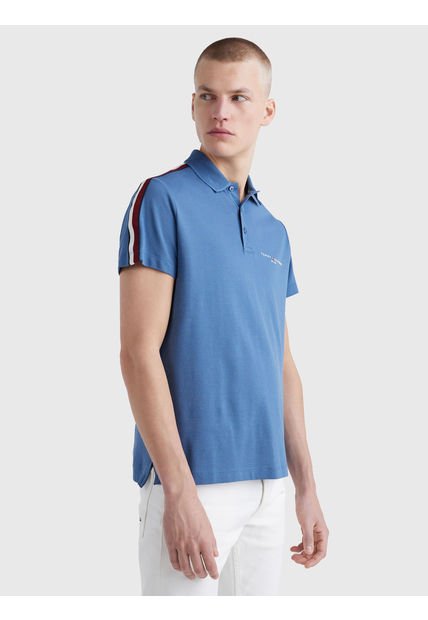 Polo De Corte Regular Con Cinta Distintiva Hombre Azul Tommy Hilfiger