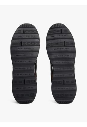 Tenis Negro Retro Dentadas En Mezcla De Ante Tommy Hilfiger