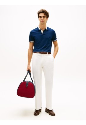 Polo Azul De Corte Regular Con Ribeteado Tommy Hilfiger
