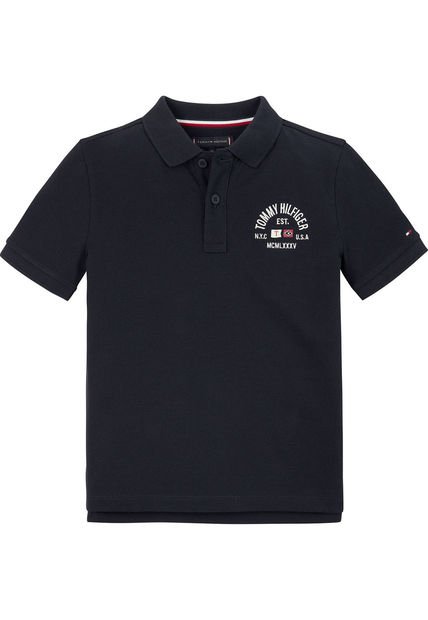 Polo Azul Niño De Corte Regular Con Logo Tommy Hilfiger