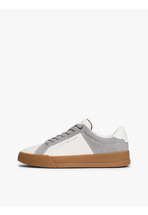 Tenis Gris De Tenis En Cuero Texturizada Tommy Hilfiger