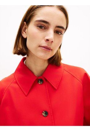 Chaqueta Roja Corta Amplia Que Repele El Agua Tommy Hilfiger