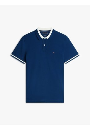 Polo Azul De Corte Regular Con Ribeteado Tommy Hilfiger