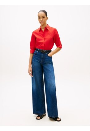 Camisa Roja A Rayas De Corte Regular Tommy Hilfiger