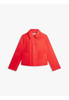 Chaqueta Roja Corta Amplia Que Repele El Agua Tommy Hilfiger