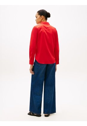 Camisa Roja A Rayas De Corte Regular Tommy Hilfiger