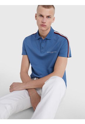 Polo De Corte Regular Con Cinta Distintiva Hombre Azul Tommy Hilfiger