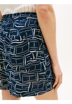 Pantalonetas Azul De Puro Lino Con Logo Bordado Tommy Hilfiger
