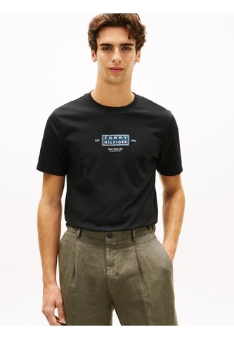 Camiseta Negra De Punto Con Cuello Redondo Y Logo Tommy Hilfiger Tommy Hilfiger