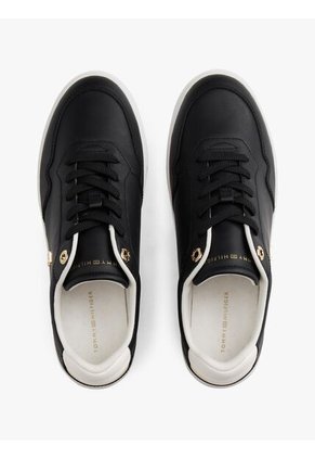 Tenis Negro En Cuero Con Monograma TH Tommy Hilfiger