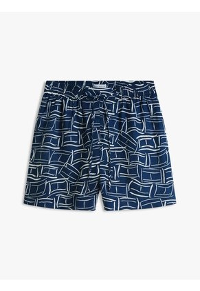 Pantalonetas Azul De Puro Lino Con Logo Bordado Tommy Hilfiger