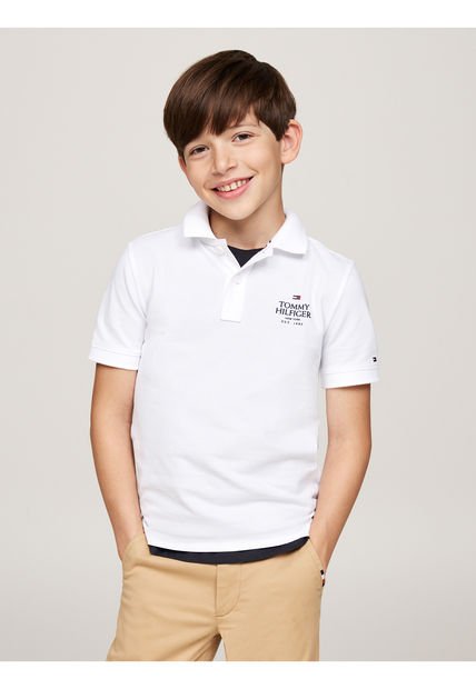 Polo Blanca De Corte Regular Para Niño Tommy Hilfiger