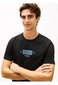 Camiseta Negra De Punto Con Cuello Redondo Y Logo Tommy Hilfiger de Tommy Hilfiger