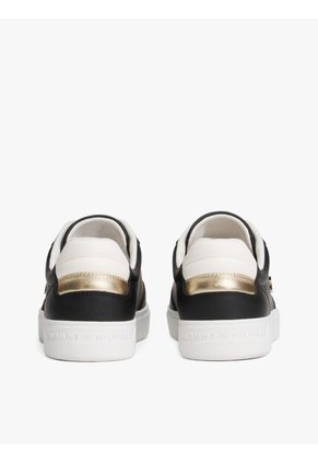 Tenis Negro En Cuero Con Monograma TH Tommy Hilfiger