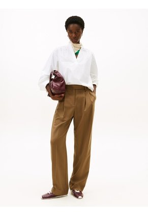 Blusa Blanca De Popelina Con Mangas Largas Tommy Hilfiger