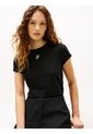 Camiseta Negra De Punto Con Logo Texturizado Tommy Hilfiger de Tommy Hilfiger