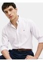 Camisa Celeste Flex Poplin Con Logo Tommy Hilfiger de Tommy Hilfiger