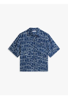 Camisa Azul De Manga Corta Con Corte Amplio Tommy Hilfiger