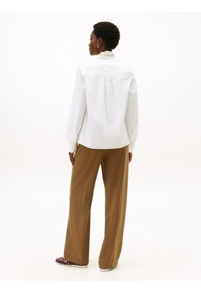 Blusa Blanca De Popelina Con Mangas Largas Tommy Hilfiger