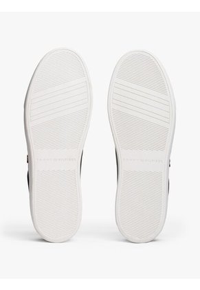 Tenis Negro En Cuero Con Monograma TH Tommy Hilfiger