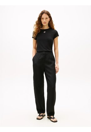 Camiseta Negra De Punto Con Logo Texturizado Tommy Hilfiger