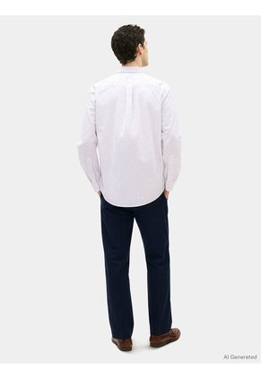 Camisa Celeste Flex Poplin Con Logo Tommy Hilfiger