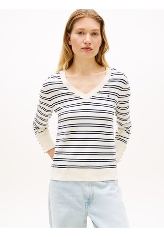 Saco Beige De Punto Con Cuello En V Tommy Hilfiger Tommy Hilfiger