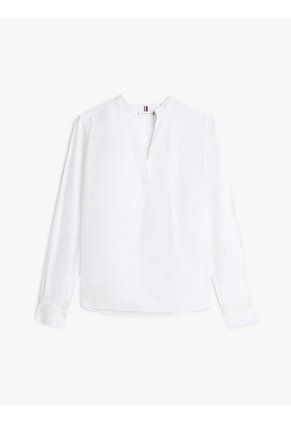 Blusa Blanca De Popelina Con Mangas Largas Tommy Hilfiger