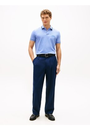 Polo Azul Oxford Two Tone De Corte Regular Tommy Hilfiger