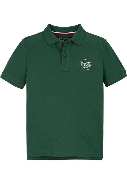 Polo Verde Niño De Corte Regular Con Logo Tommy Hilfiger